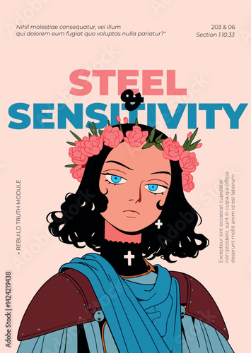 warrior woman. Vector illustration in flat style. Feminism concept.