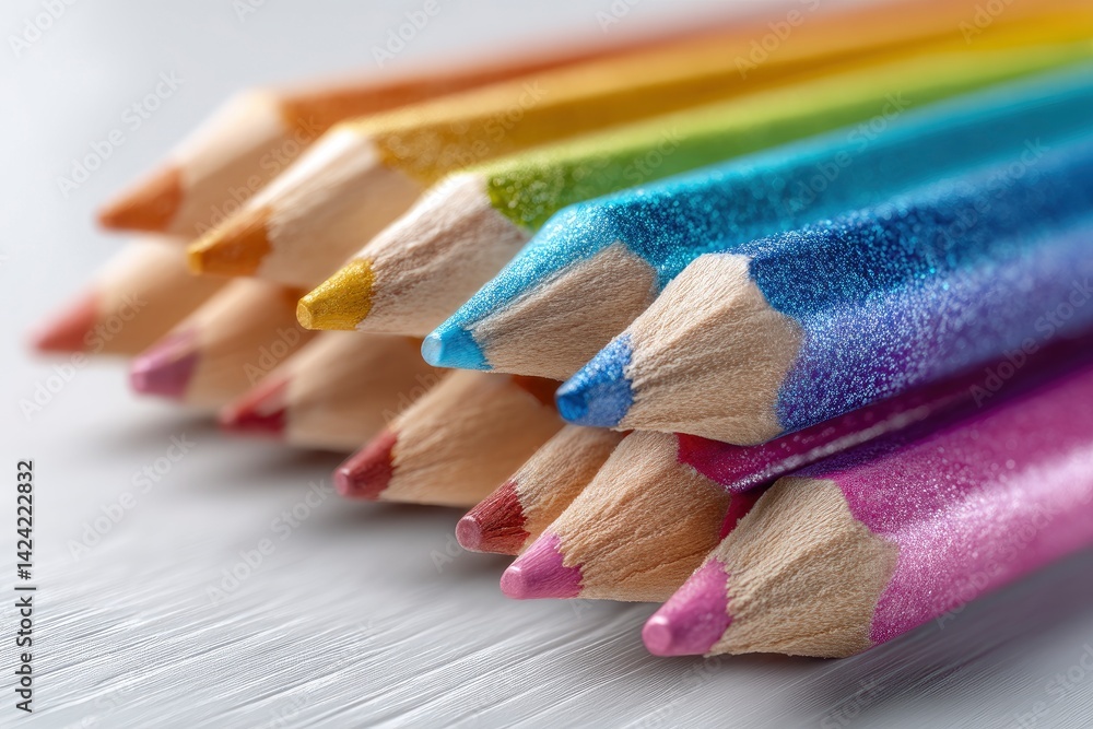 Sparkling Colored Pencils: A Close-Up of Vibrant Hues Sparkling Colored Pencils: A Close-Up of Vibrant Hues
