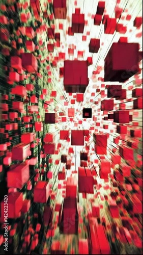 The blocky data corrupt transition with fast-moving squares and flickers