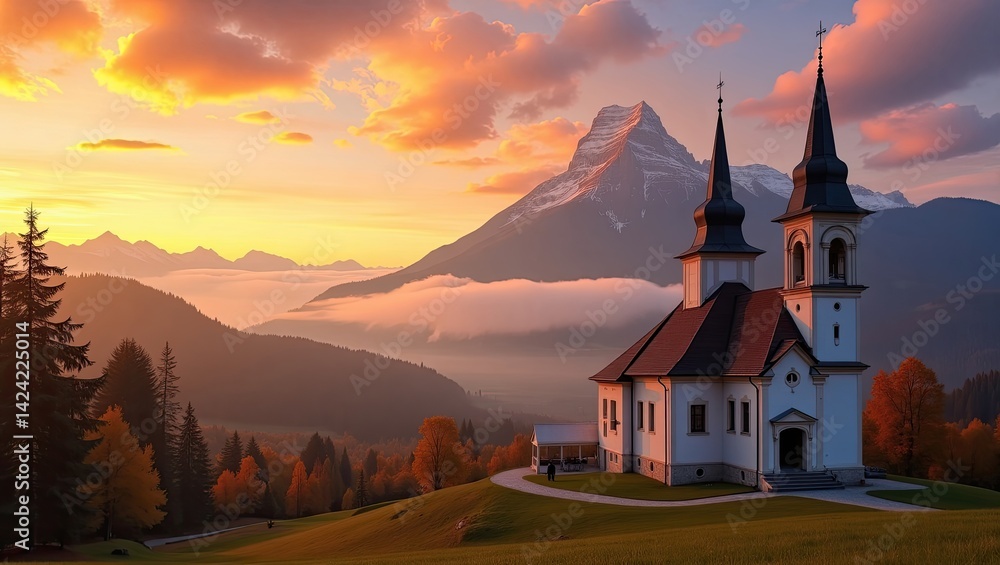 Fototapeta premium church at sunset