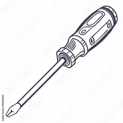 Phillips Head Screwdriver Hand Drawn Style Perfect For Engineering And Carpentry Designs