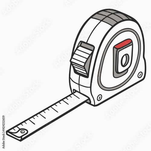Vector Illustration Of A Retractable Measuring Tape Used In Carpentry Work