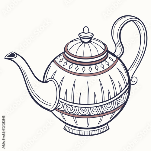 Decorative Teapot Illustration With Intricate Patterning And Elegant Design Elements
