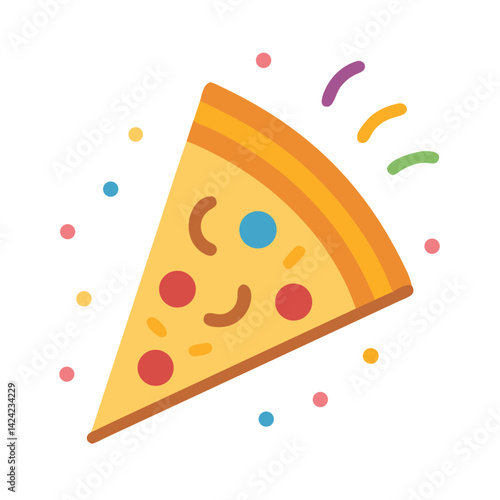 Pizza Slice Icon Representing Party Snack and Popular Food Option