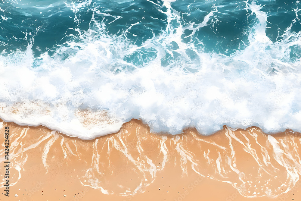 Coastal waves crashing on a sandy shore. Coastal waves crashing on a sandy shore.