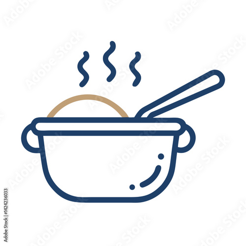 Pot with Ladle Icon Representing Soup or Stew Preparation and Cooking