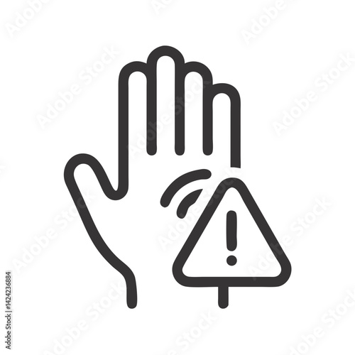 Raised Hand Icon Representing Caution or Assistance Request