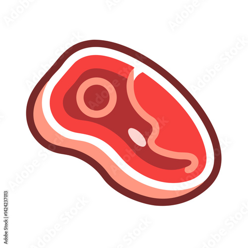 Raw Steak Icon Representing Fresh Meat Cut for Cooking and Grilling