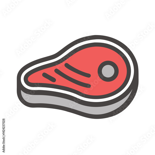 Raw Steak Icon Representing Fresh Meat Cut for Cooking and Grilling