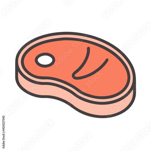 Raw Steak Icon Representing Uncooked Meat Cut for Preparation and Cooking