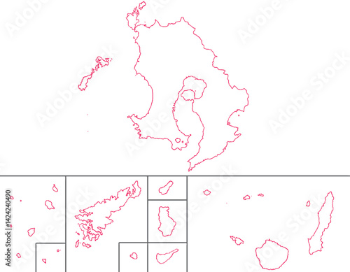 鹿児島県　地図　白　イラスト