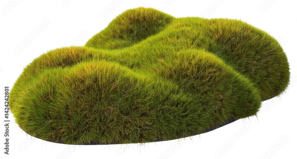 Fototapeta premium Isolated grassy hilltop tufts, transparent background png