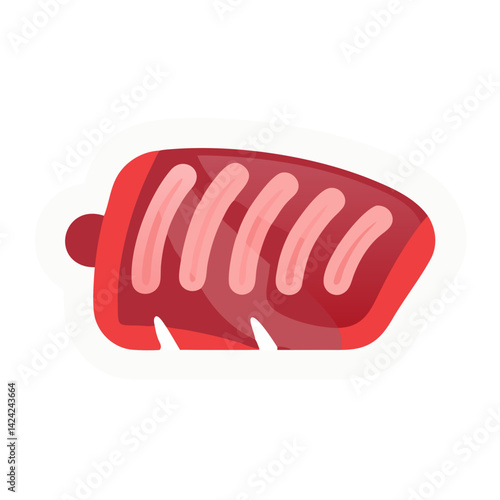 Rib Cuts Icon Representing Grilled or Raw Rib Meat for Cooking