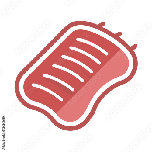 Rib Cuts Icon Representing Grilled or Raw Rib Meat for Cooking