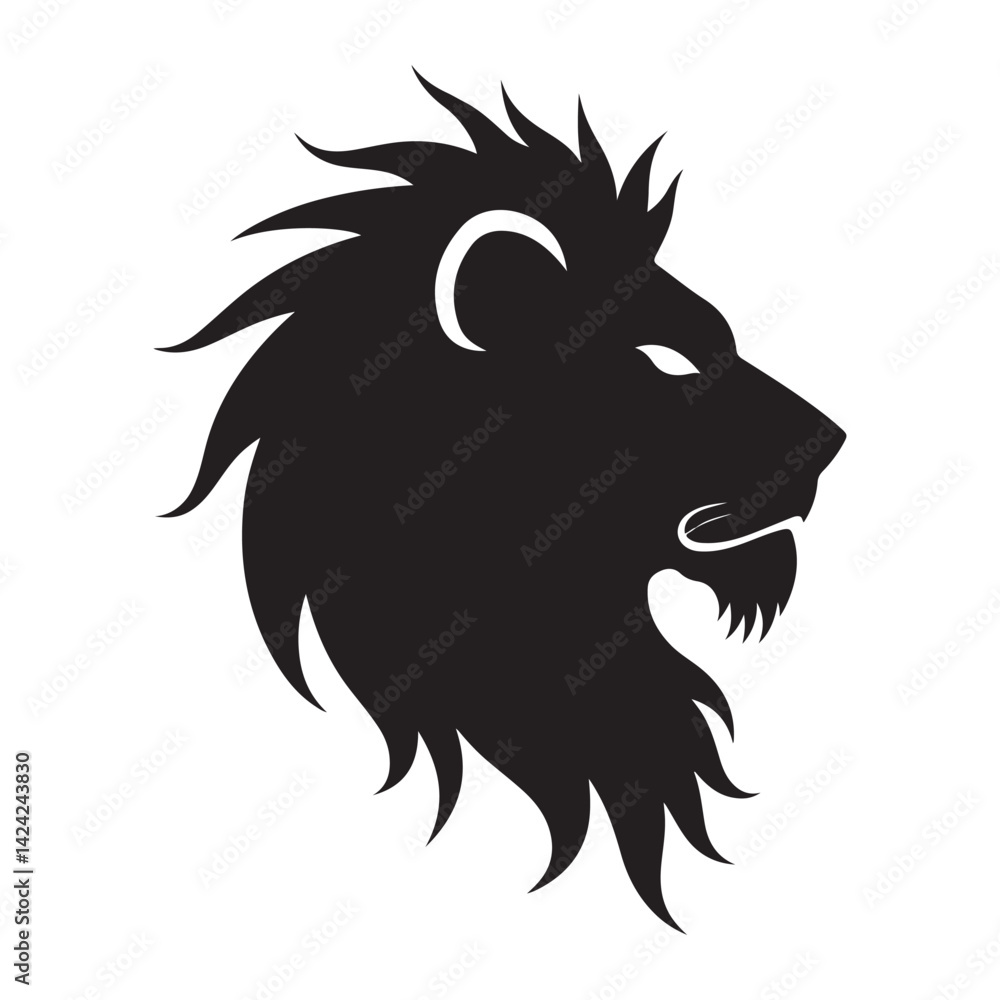 Obraz premium Lion head and face silhouette vector on a white background. illustration eps 10
