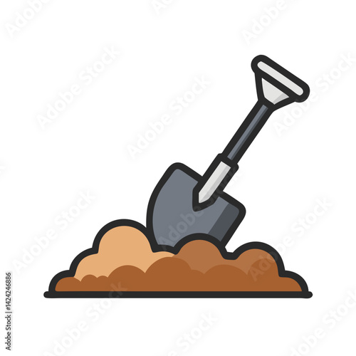 Hovel Digging Soil Icon Representing Manual Gardening and Ground Preparation
