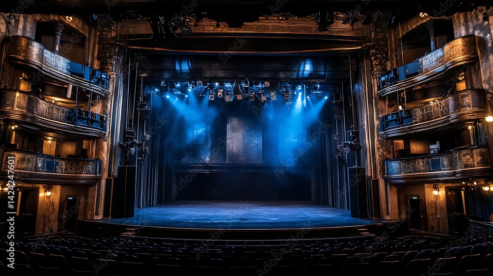 Naklejka premium Grand theater stage with dramatic lighting