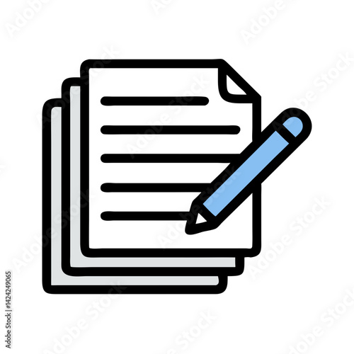 
Stack of Notes with Pencil Icon Representing Writing, Planning, and Documentation