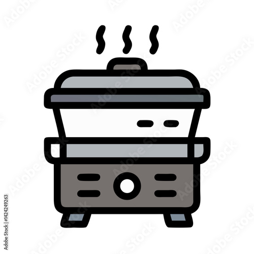 Steamer Icon Representing Food Steaming Appliance for Healthy Cooking