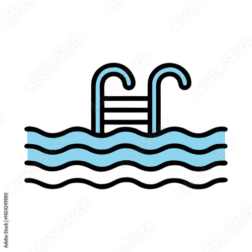 Swimming Pool Icon Representing Leisure or Resort Recreation Facility