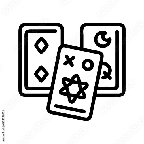 Tarot Cards with Symbols Icon Representing Divination and Mystical Insight