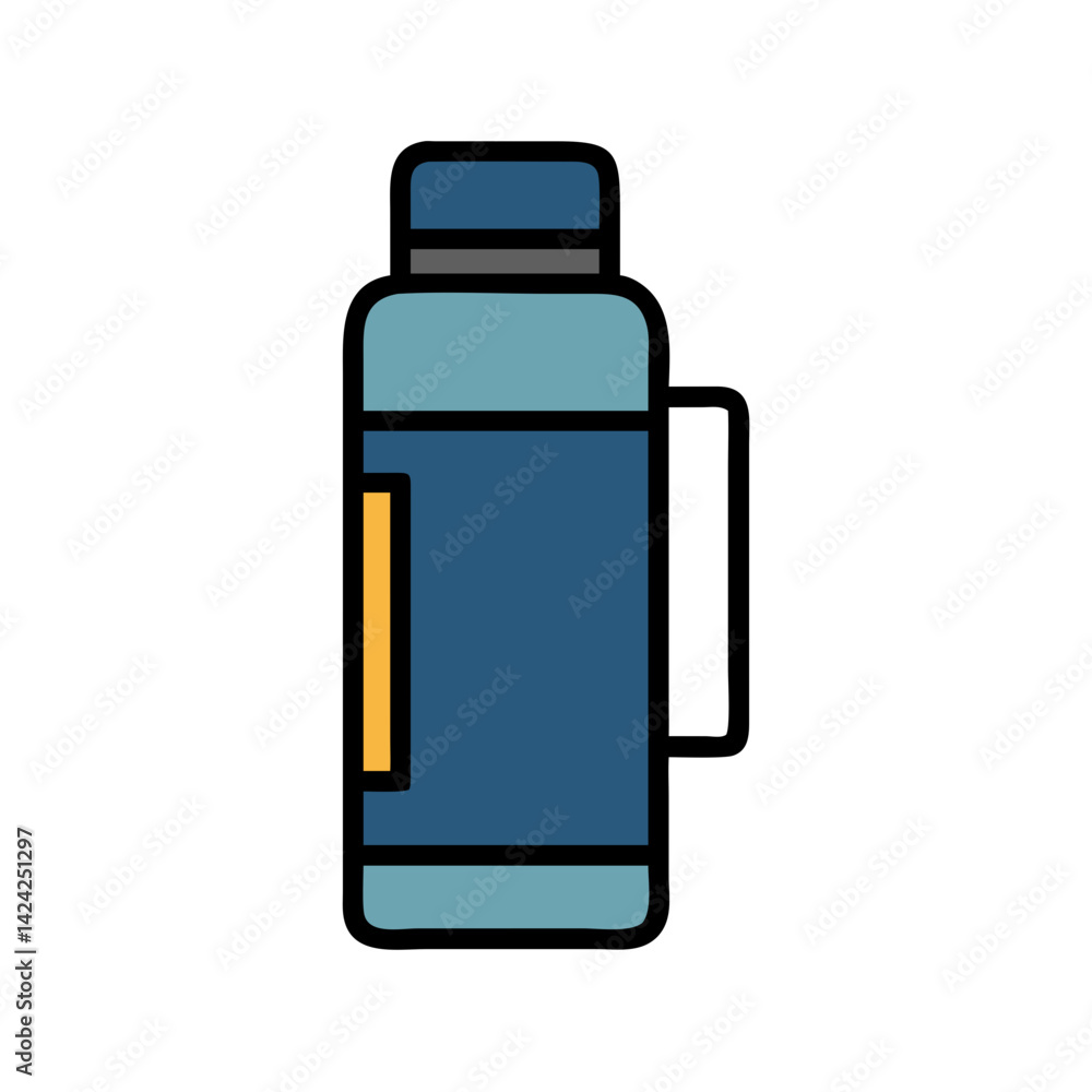 Thermos Bottle Icon Representing Reusable Travel Container for Hot and Cold Beverages Thermos Bottle Icon Representing Reusable Travel Container for Hot and Cold Beverages