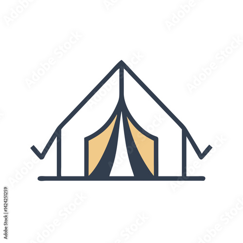 Tent Icon Representing Camping Accommodation and Outdoor Shelter