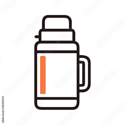 Thermos Bottle Icon Representing Reusable Travel Container for Hot and Cold Beverages