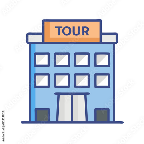 Travel Office Building Icon Representing Tour Agency and Booking Services