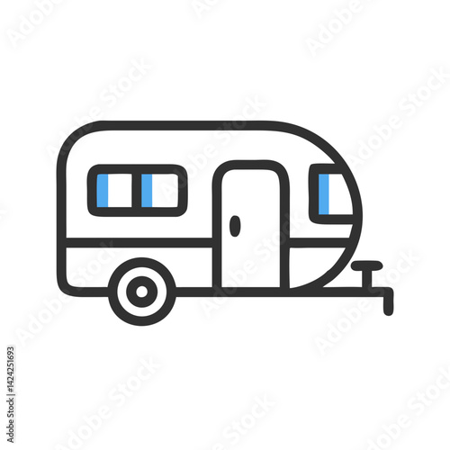 Travel Trailer Icon Representing Mobile Camping and Road Trip Adventure