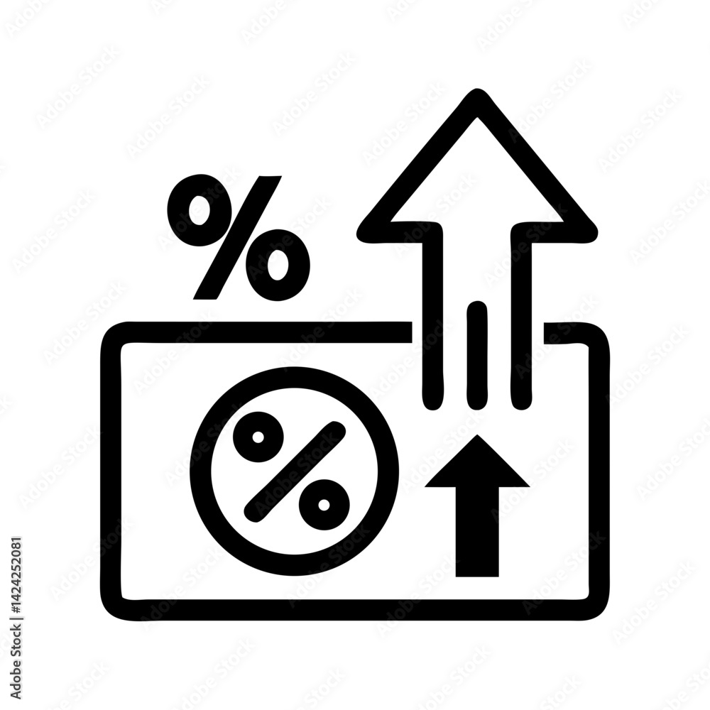 Upward Interest Rate Icon Representing Financial Growth Upward Interest Rate Icon Representing Financial Growth