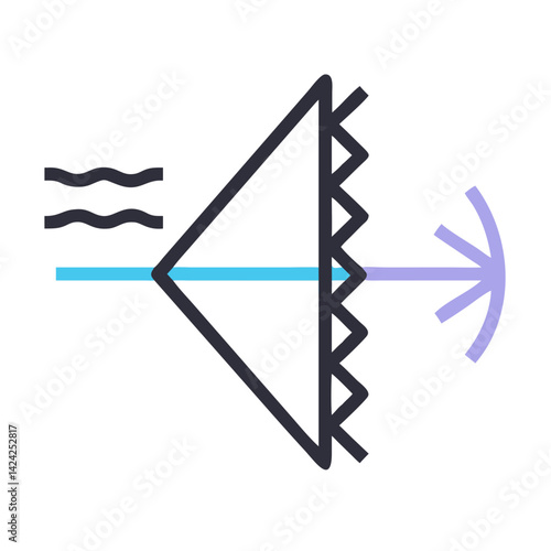 Wave Diffraction Through Narrow Opening Icon Representing Physics Concept
