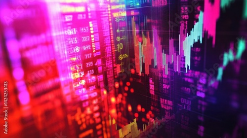 Wallpaper Mural Vibrant Stock Market Data Display  Financial Charts   Numbers Torontodigital.ca