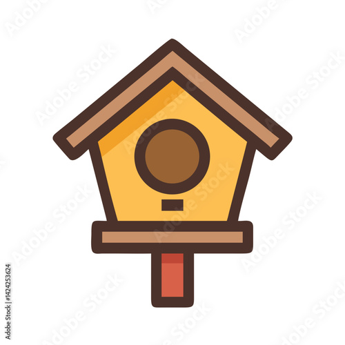 Wooden Birdhouse Icon Representing Outdoor Shelter