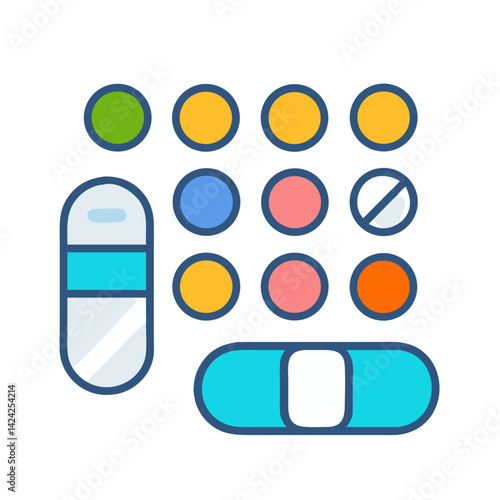 Assorted Pills Icon Representing Oral Medication