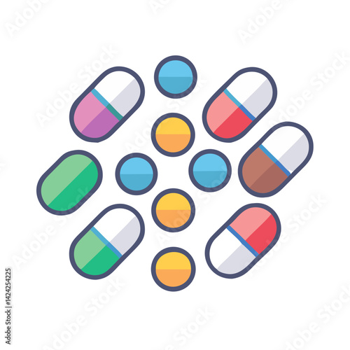 Assorted Pills Icon Representing Oral Medication