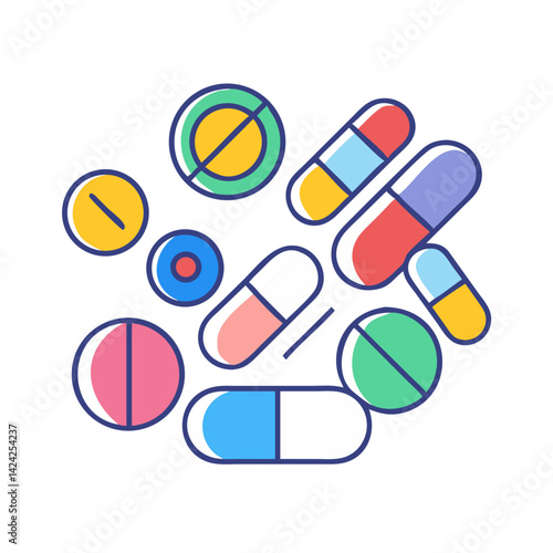 Assorted Pills Icon Representing Oral Medication