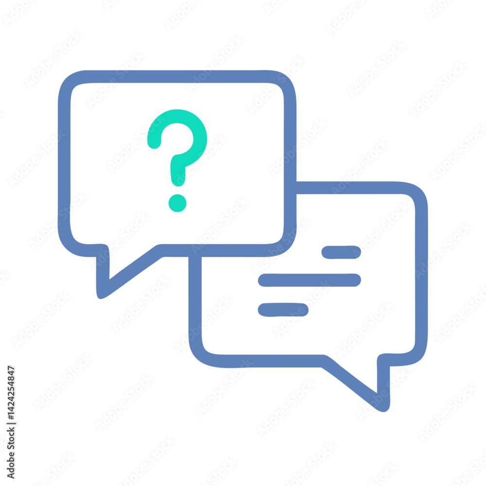 Chat Bubbles with Question Icon Representing Live Inquiry Support Chat Bubbles with Question Icon Representing Live Inquiry Support