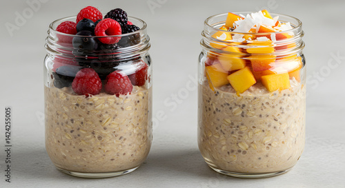 Overnight Oats Served in Jars with Fruits Delicious And Healthy