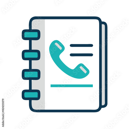 
Contact Book with Phone Icon Representing Phone Directory