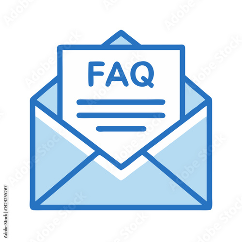 Envelope with FAQ Document Icon Representing Email Help Support