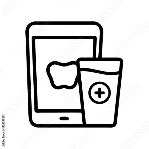 Glass of Water with Tablet Icon Representing Oral Medication Intake