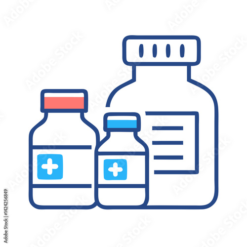 Medicine Bottles Icon Representing Prescription Medication