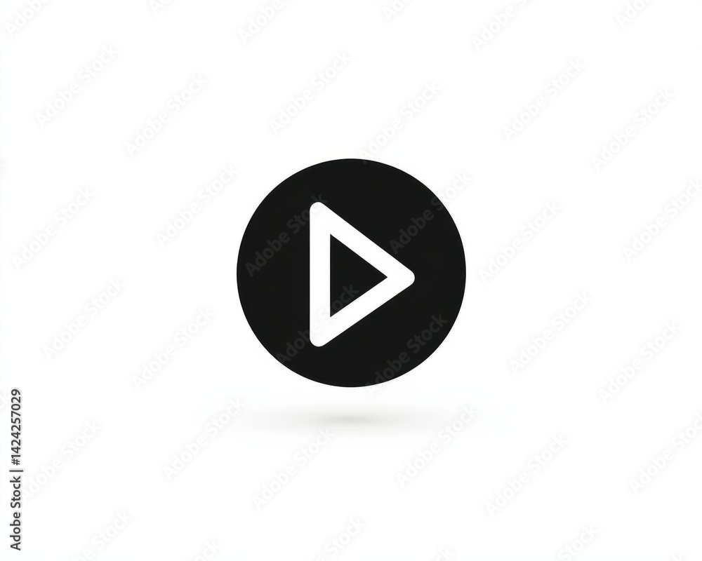 Minimalist play icon, solid black, crisp edges on white Minimalist play icon, solid black, crisp edges on white