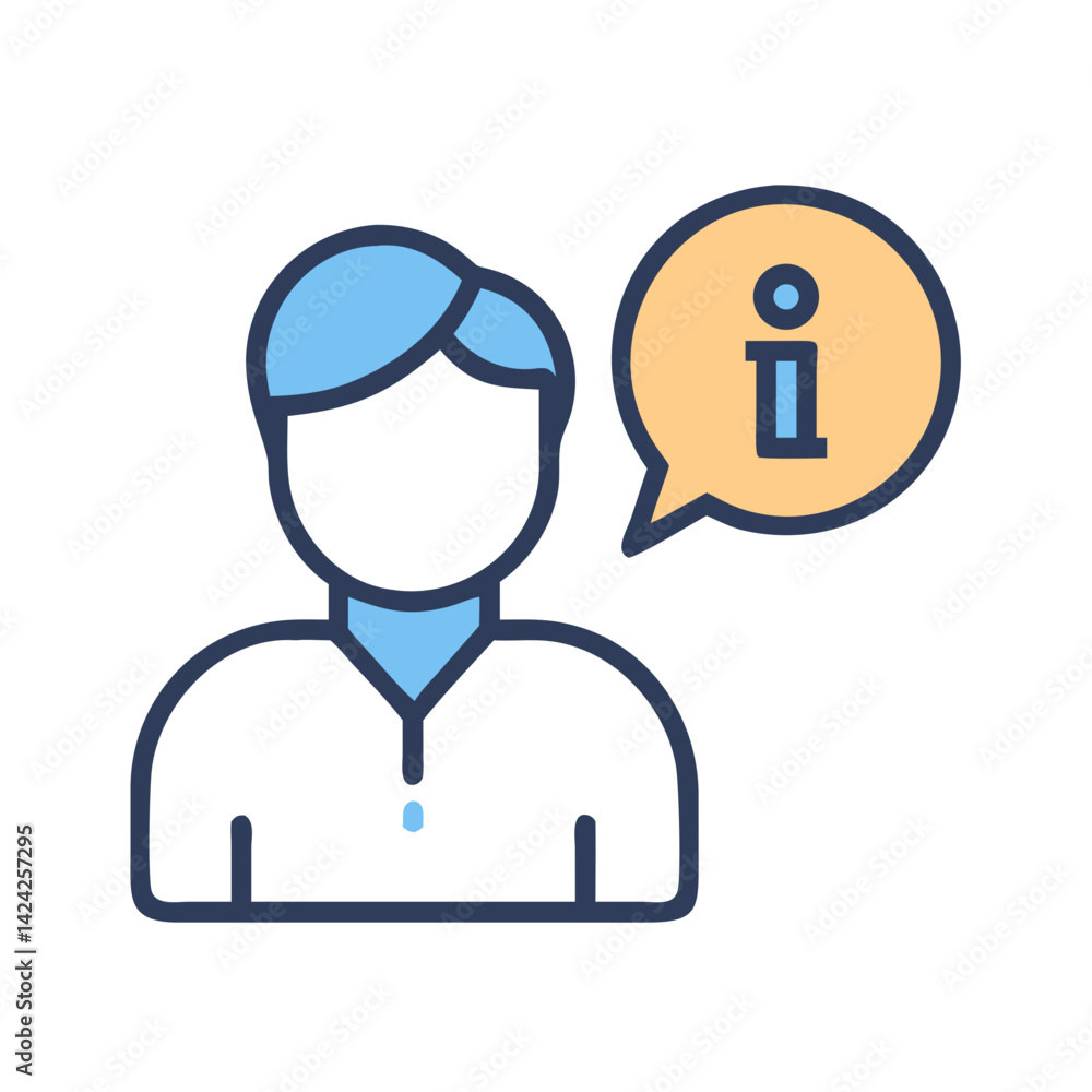 Person with Info Bubble Icon Representing Customer Assistance Person with Info Bubble Icon Representing Customer Assistance