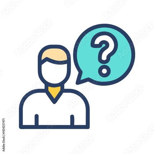Person with Question Icon Representing Customer Inquiry