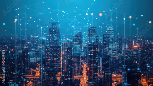 Wallpaper Mural A futuristic cityscape, dominated by sleek, glass-fronted buildings that hum with the energy of digital innovation, where FoodTech pioneers revolutionize the food industry with cutting-edge  Torontodigital.ca