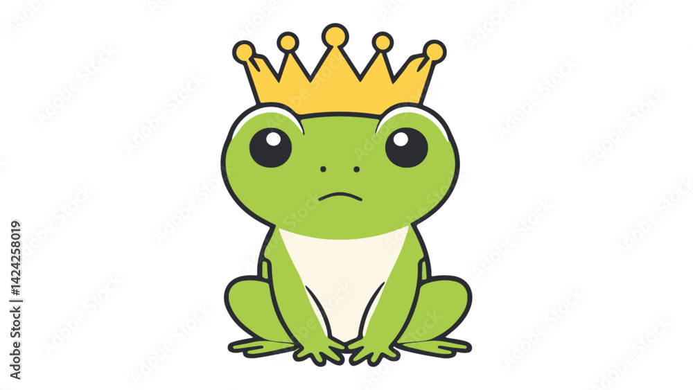 sad frog with crown vector illustration, simple frog vector illustration with sad face sad frog with crown vector illustration, simple frog vector illustration with sad face
