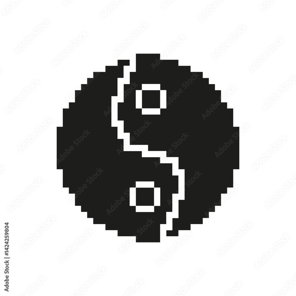 Yin Yang Pixel Art Icon. Balance, Harmony, And Duality Symbol. Eastern Philosophy And Spirituality Representation. Isolated Vector Illustration Yin Yang Pixel Art Icon. Balance, Harmony, And Duality Symbol. Eastern Philosophy And Spirituality Representation. Isolated Vector Illustration