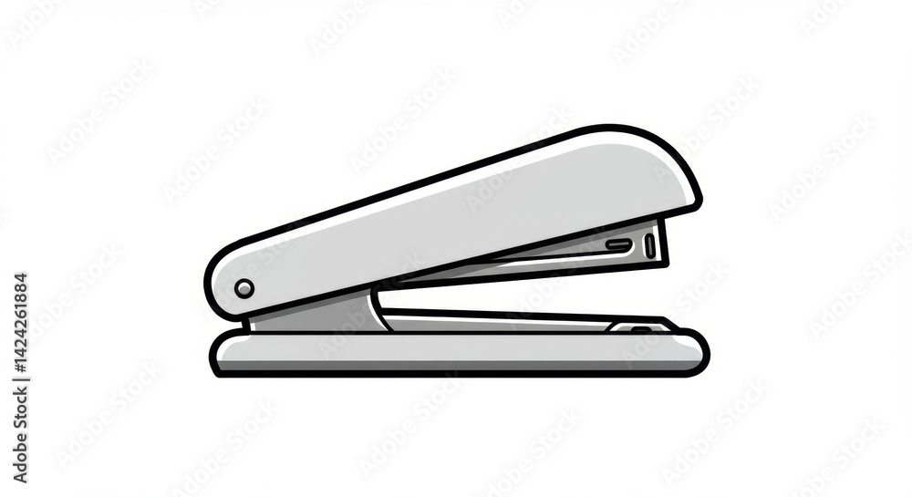 Simple gray stapler, side view, isolated on white, office supply illustration. Simple gray stapler, side view, isolated on white, office supply illustration.